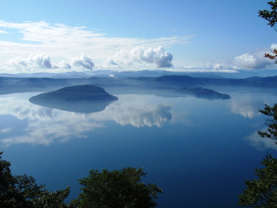 Lake Towada caldera lake, Aomori, with surrounding forest