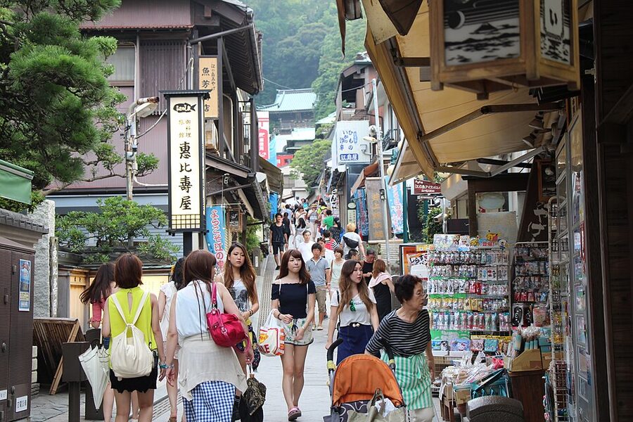 Enoshima island linked by causeway to Fujisawa