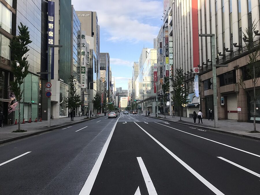 Ginza Chuo-dori avenue closed to traffic