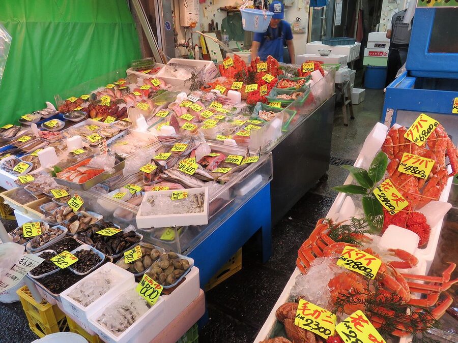 Tsukiji outer market food stalls