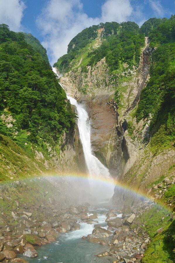 Shomyo Falls, Japan's tallest waterfall at 350 metres, near the Tateyama foothills
