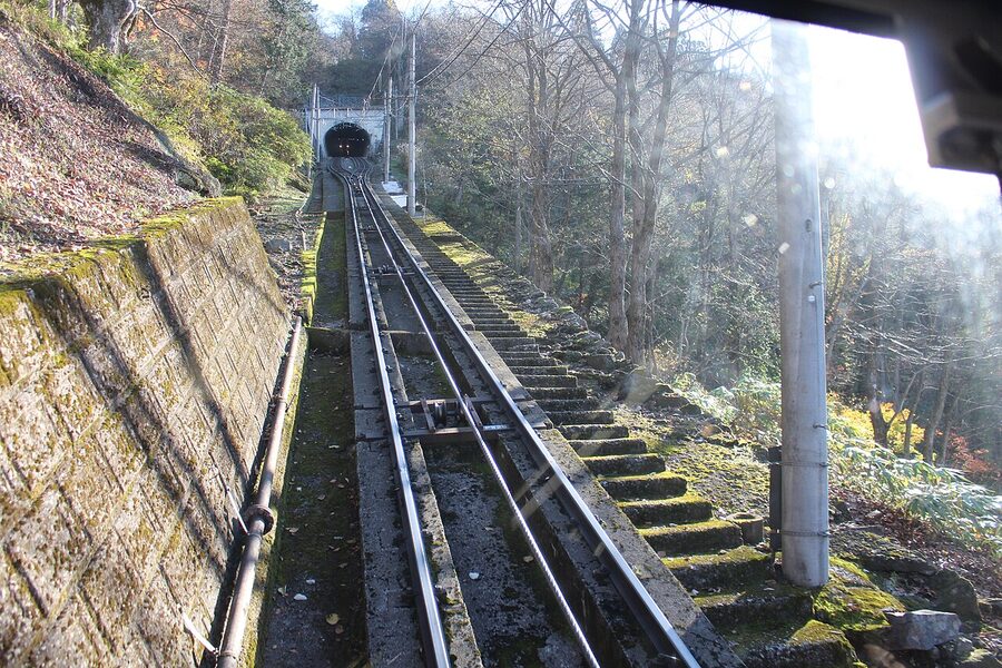 Tateyama Cable Car at Tateyama Station, the start of the funicular ascent