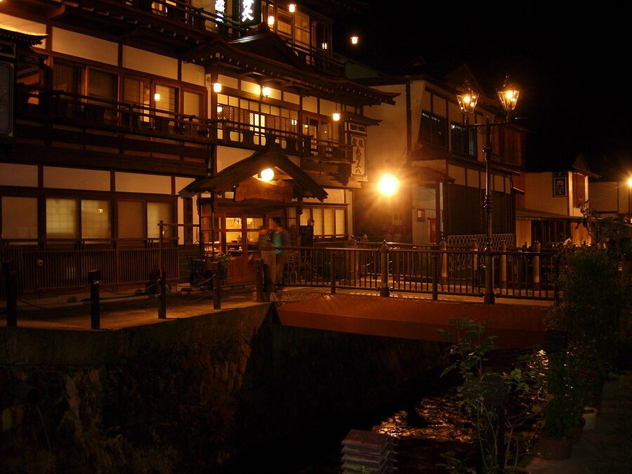 Taisho-era ryokan along the Ginzan Onsen main street