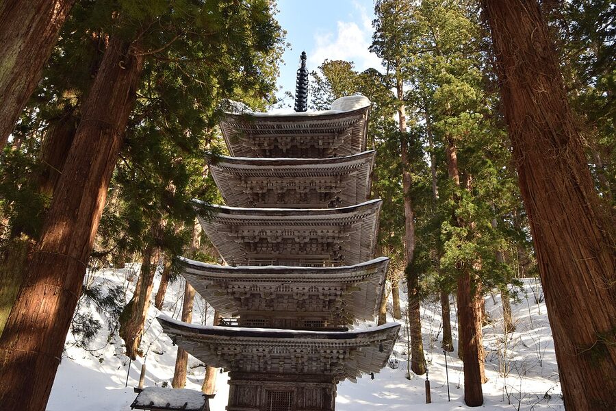 The five-storied pagoda at Mt Haguro, a national treasure
