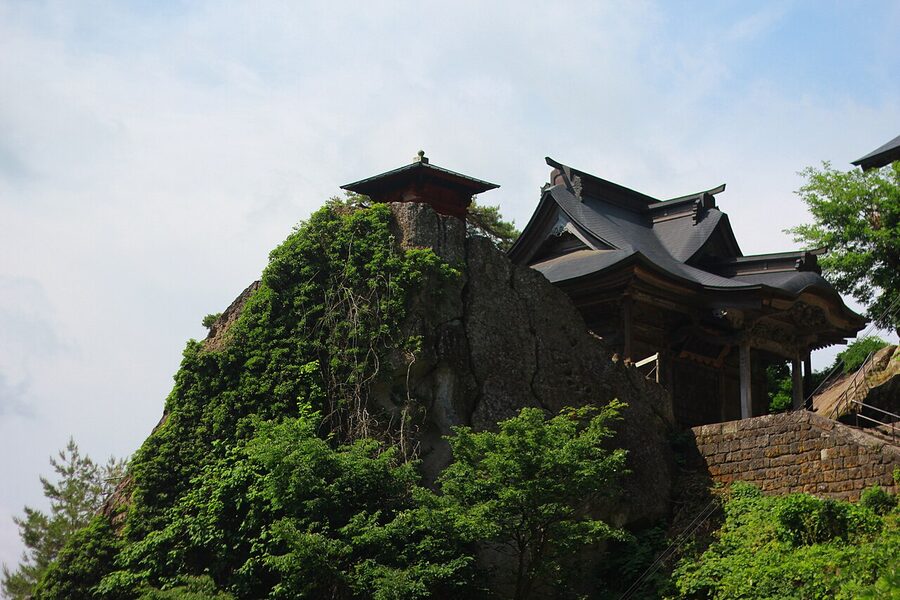View of Yamadera village from the temple steps above